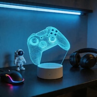 Lumières décoratives 3D à effet d'illusion avec logo de jeu, éclairage LED multi-contrôle, pièces de décoration pour salle de jeux