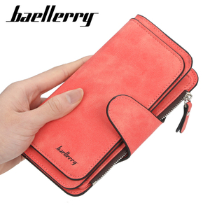 Baellerry Hot mô hình phụ nữ khóa ví tri-gấp multi-khe cắm thẻ ví Frosted PU vải da bán buôn Ví - Product Image 4