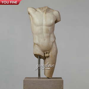 การออกแบบคลาสสิกขายส่งมือแกะสลักโบราณหินอ่อนเปลือยรูปปั้นลำตัวเปลือยประติมากรรมหน้าอกเปลือย - Product Image 3