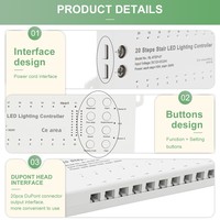 Kit d'éclairage LED intelligent pour escaliers à détection de mouvement, 1 à 20 marches, capteur PIR, télécommande, escalier intérieur
