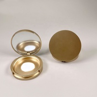 LZ Pack Stock 59mm Pan Round Matte Gold Compact Powder Container Custom Logo Compact Powder Case With Mirror