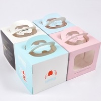 Boîte à gâteau transparente personnalisée en gros de 6/8/10/12 pouces avec fenêtre, boîte d'emballage en papier de luxe pour cupcakes et pâtisseries avec poignée