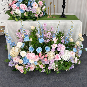 Ensemble d'arrangements floraux artificiels de haute qualité en <span class=keywords><strong>rose</strong></span> et bleu pour les mariages, décorations de fond de scène de mariage et accessoires floraux - Product Image 1