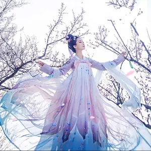 Chinesische traditionelle Tanz kostüme der Frau Elegante Fee-Leistung Hanfu-Stickerei Oriental Tang Altes Fotografie-Kleid