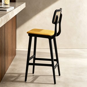 BILIDO Nuevo Taburete de Bar Moderno de Madera Maciza con Respaldo, Silla Alta para Isla de <span class=keywords><strong>Cocina</strong></span> - Product Image 3