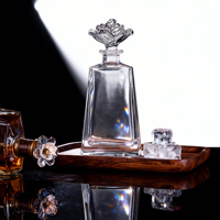 Carafe en cristal de luxe de 750 ml avec bouchon en forme de rose, personnalisable avec logo, pour whisky, vin, vodka, spiritueux, liqueurs