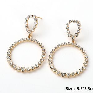 Pendientes de Aro con Diamantes para Mujer, Oro Ligero de 18K, Corte Brillante Redondo, Joyería Geométrica para Fiesta, Color Blanco Especificado - Product Image 5