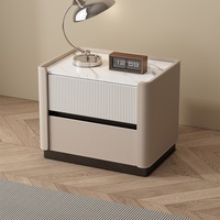 Table de chevet en bois massif de style italien moderne, haut de gamme, simple, en cuir, meubles de chambre à coucher, chevets pour appartements