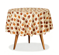 Nappe ronde jetable en PEVA de haute qualité, imperméable à l'huile, imprimé châtaignier, pour la décoration de la saison d'automne et de Thanksgiving