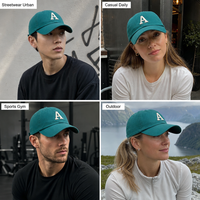 Casquette de baseball personnalisée brodée avec lettre A, monogramme initial, en sergé, visière incurvée, réglable, fermeture snapback, vente en gros, OEM, faible MOQ