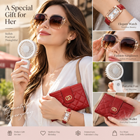 Coffret cadeau pour femmes avec montre, lunettes de soleil, ventilateur portable, portefeuille, boîte cadeau tendance pour la fête des mères, anniversaire, Saint-Valentin
