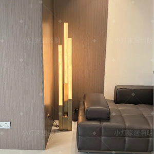 Lampe de sol moderne en marbre et bois, 200*1550mm, lumière LED, abat-jour beige, pour la décoration du salon et de la chambre - Product Image 4