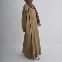 Ensemble de robe Abaya musulmane pour femmes, nouveau style personnalisé, logo brodé, lin viscose, Abaya Femmes Robe Musulmane EID Ramadan