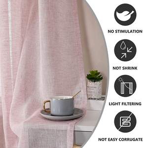 Paneles de cortinas transparentes para sala de estar, aspecto de lino y poliéster 2022, a la moda, para <span class=keywords><strong>dormitorio</strong></span> y ventana, 100% - Product Image 2