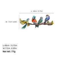 Décoration murale vintage en fer forgé : oiseaux colorés sur branche, artisanat pour clôture de jardin extérieur