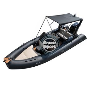 Bateau <span class=keywords><strong>semi</strong></span>-<span class=keywords><strong>rigide</strong></span> noir de 20 pieds (5,8 m), bateau pneumatique à fond en fibre de verre en forme de V profond avec moteur - Product Image 4