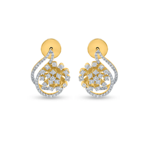 Elegantes pendientes de tuerca de racimo de diamantes en forma de lágrima de oro de 14 quilates con un diseño fino moderno y atemporal de la India - Product Image 1