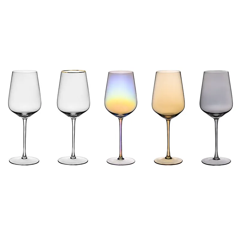 MEIZHILI शराब चश्मा उपजी रंगीन Goblets सोने रिम कांच के बने पदार्थ स्टेम सोने गुलाबी क्रिस्टल मिश्रण हस्तनिर्मित ग्लास