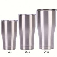 Vente en gros de gobelets isothermes pour voiture, en acier inoxydable, avec revêtement en poudre, courbés, 20 oz et 30 oz, avec couvercle