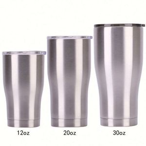 Vente en gros de gobelets isothermes pour voiture, en acier inoxydable, avec revêtement en poudre, courbés, 20 oz et 30 oz, avec couvercle - Product Image 1