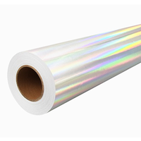 Rouleau de vinyle PVC holographique brillant auto-adhésif imprimable au laser, film éco-solvant, résistant aux UV et à l'eau, matériau publicitaire 1,27 m x 50 m