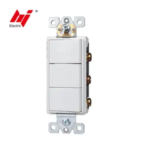 15A 120V Residential Grade Self-grounding Factory Outlet Switch Three Single Pole Rocker Switch