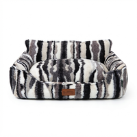 Coussin de luxe pour chien en sherpa teint en fil, entièrement amovible et lavable, canapé pour animaux de compagnie en velours flocon de neige composite doux, coussin pour chat