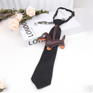 Corbata negra con diseño de perro Dachshund, fácil de usar, para hombres y mujeres, accesorio de moda, material de poliéster - Product Image 4