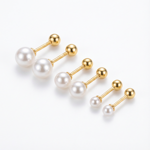 RINHOO 2 Piezas, Aretes de Perlas con Baño de PVD de 18k en Acero Inoxidable 316L, para Mujeres y Hombres, Piercing de Cartílago, Joyería para Fiesta, Regalo - Product Image 6