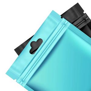 Paket 100 Kustom Tas Kedap Udara Hitam Biru Hijau Dapat Ditutup Kembali Kantung Kunci Ritsleting Foil Depan Bening Kantung Mylar Matte Emas - Product Image 6