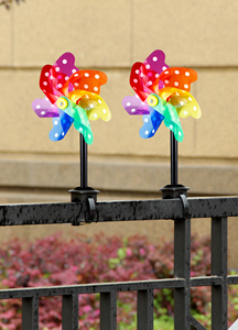 Molino de viento de arcoíris clásico, luces LED solares, estaca giratoria de viento reflectante, molinos de viento de jardín multicolores, palo para decoración de patio - Product Image 4
