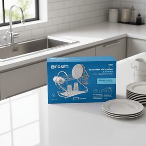 Escurridor de Platos de Acero Cromado de 2 Niveles Foset ETR-2 para Cocina, Escurridor de Platos Conveniente con Diseño de Doble Nivel, Duradero y que Ahorra Espacio - Product Image 2