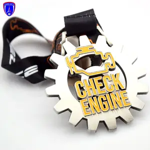 Customized engine logo designed medal gear medal antique silver car medal