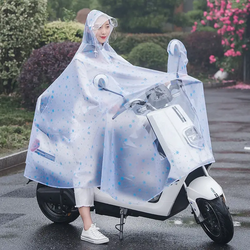 Áo mưa áo PVC Poncho electromobile Áo Mưa tái sử dụng người xe đạp trùm đầu áo choàng trong suốt người lớn hàng ngày xe máy mưa