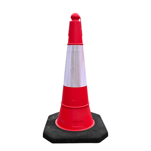 Conos de Tráfico Flexibles de PVC y PE Rojos y Negros de 750 mm, Alta Visibilidad, Reflectantes, para Seguridad Vial, Venta al por Mayor - Product Image 1