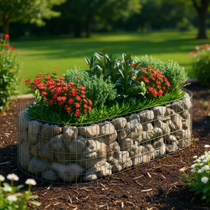 Bac à plantes surélevé en gabion de fer galvanisé 78,7x39,4x19,7 pouces pour la plantation de légumes et de fleurs dans le jardin - Product Image 2