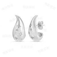 LOZRUNVE Boucles d'oreilles minimalistes en forme de dôme étoile porte-bonheur, en laiton plaqué or vermeil