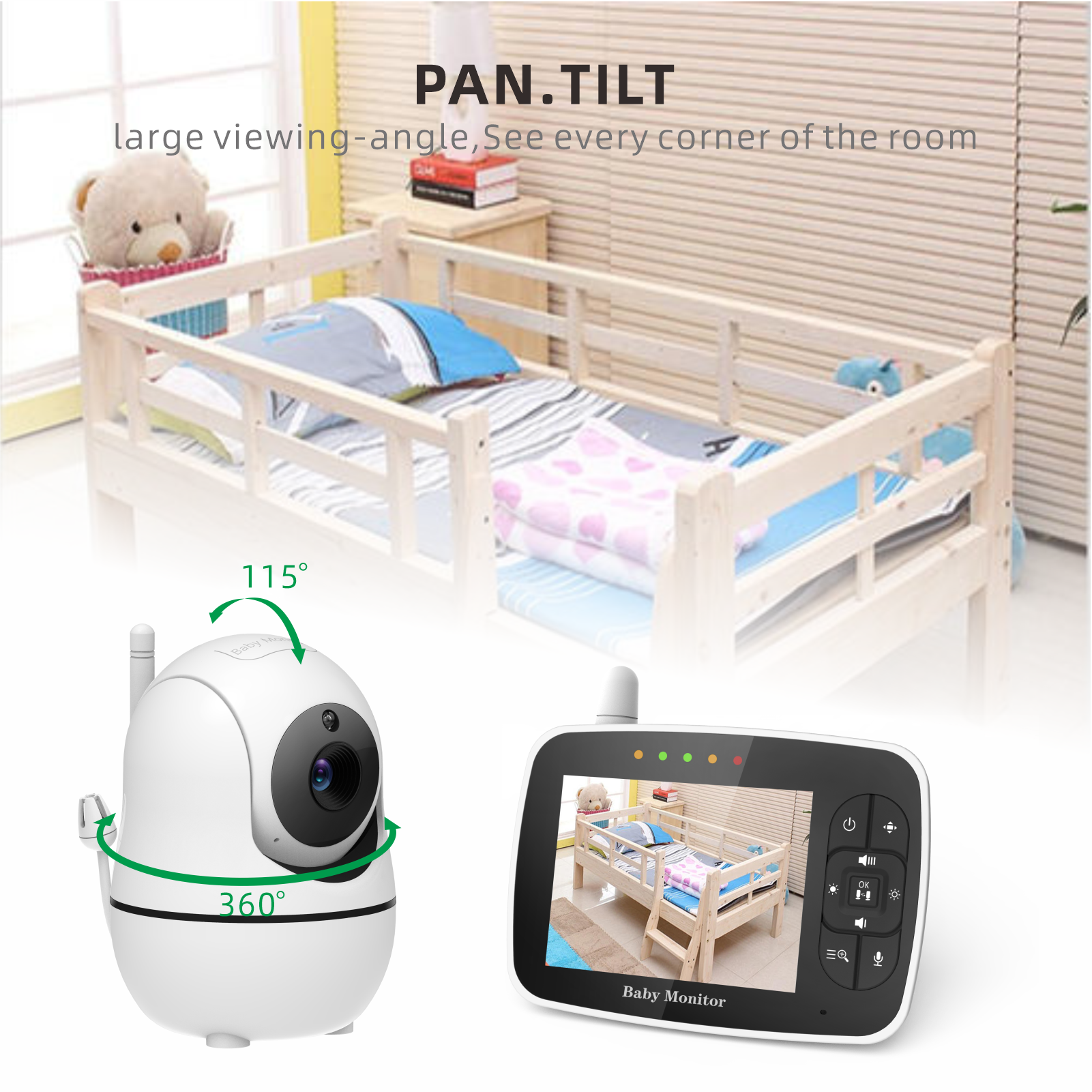 3.5inch pan/tilt video Baby Monitor with stable quality