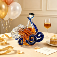 Carafe à vin créative en verre en forme de pieuvre, bouteille vide en verre borosilicate pour spiritueux, décoration artistique pour bar à domicile et bureau