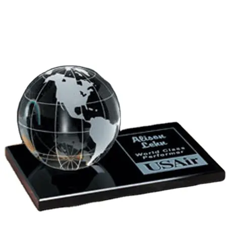 Clear Crystal Jaar Jaarvergadering Anniversary Prijs Relatiegeschenken Globe Met Zwarte Stand