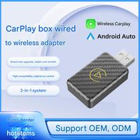 Adaptador Inalámbrico 2 en 1 para CarPlay y Android Auto, USB 5V, Plug and Play, para Sistemas de Auto con Cable OEM, Venta al Por Mayor OEM ODM