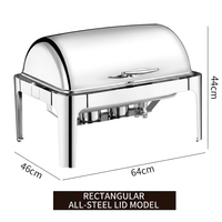 Luxuriöses Silbernes Chafing Dish Buffet-Set mit Wärmeerhaltung und Klappdeckel für Hotels, Restaurants & Cafeterien
