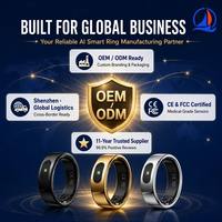 Bague connectée de suivi de santé IA avec contrôle tactile, suivi de fitness et de sommeil, mesure de température, logo personnalisé OEM ou vente en gros mondiale