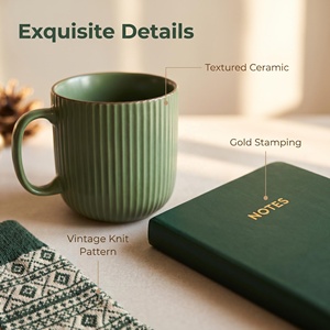 Coffret cadeau de Noël de luxe pour femmes, mug en céramique verte, carnet, stylo, <span class=keywords><strong>bougie</strong></span> parfumée, chaussettes, coffret cadeau d'entreprise pour les fêtes - Product Image 4