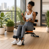 Appareil multifonctionnel 6-en-1 pour tonifier les abdominaux, renforcer le dos, entraînement du tronc, machine à sit-up, appareil d'entraînement au plank, utilisation à domicile