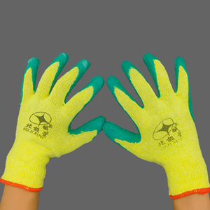 Gants de sécurité Polaris jaunes en gaze, avec revêtement en caoutchouc synthétique vert, résistance aux coupures niveau 3, pour la construction et l'industrie du verre - Product Image 2