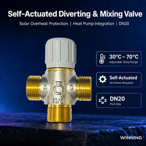 <span class=keywords><strong>Valvola</strong></span> Termostatica a 3 Vie DN20 in Ottone, Regolabile 30-70°C, Autoattuata, per Acqua, OEM - Product Image 2