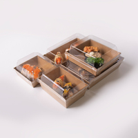 Boîte à sushi en papier recyclable de qualité supérieure avec couvercle en PET Emballage alimentaire pour sushi pour les supermarchés à emporter