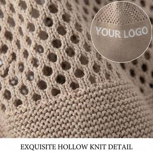 Sac fourre-tout en maille jacquard personnalisé de qualité supérieure avec logo, sac à cordon ajouré pour la plage et l'usage quotidien estival - Product Image 5