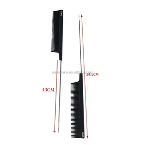 Vendita calda pettine per capelli Tinting a spillo pettine a coda di ratto in acciaio con coda di topo in fibra di carbonio pettini per presa in giro resistenti al calore - Product Image 4